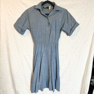 Dawn Joy Fashions Vintage Chambray Fit-and-Flare Dress, Size M